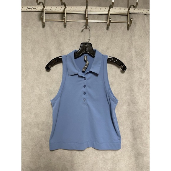 Vuori Polo Shirt Women S Isle Blue Pique Tank 4 Way Stretch Wicking Performance - Picture 2 of 7